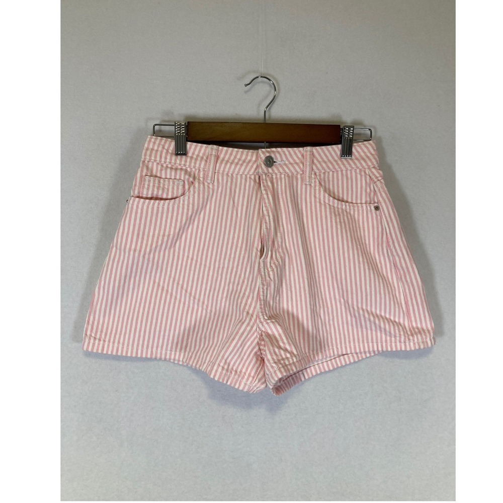 Retro Barbiecore Primark Denim Co Womens 4 Pink White‎ Striped High Rise Shorts